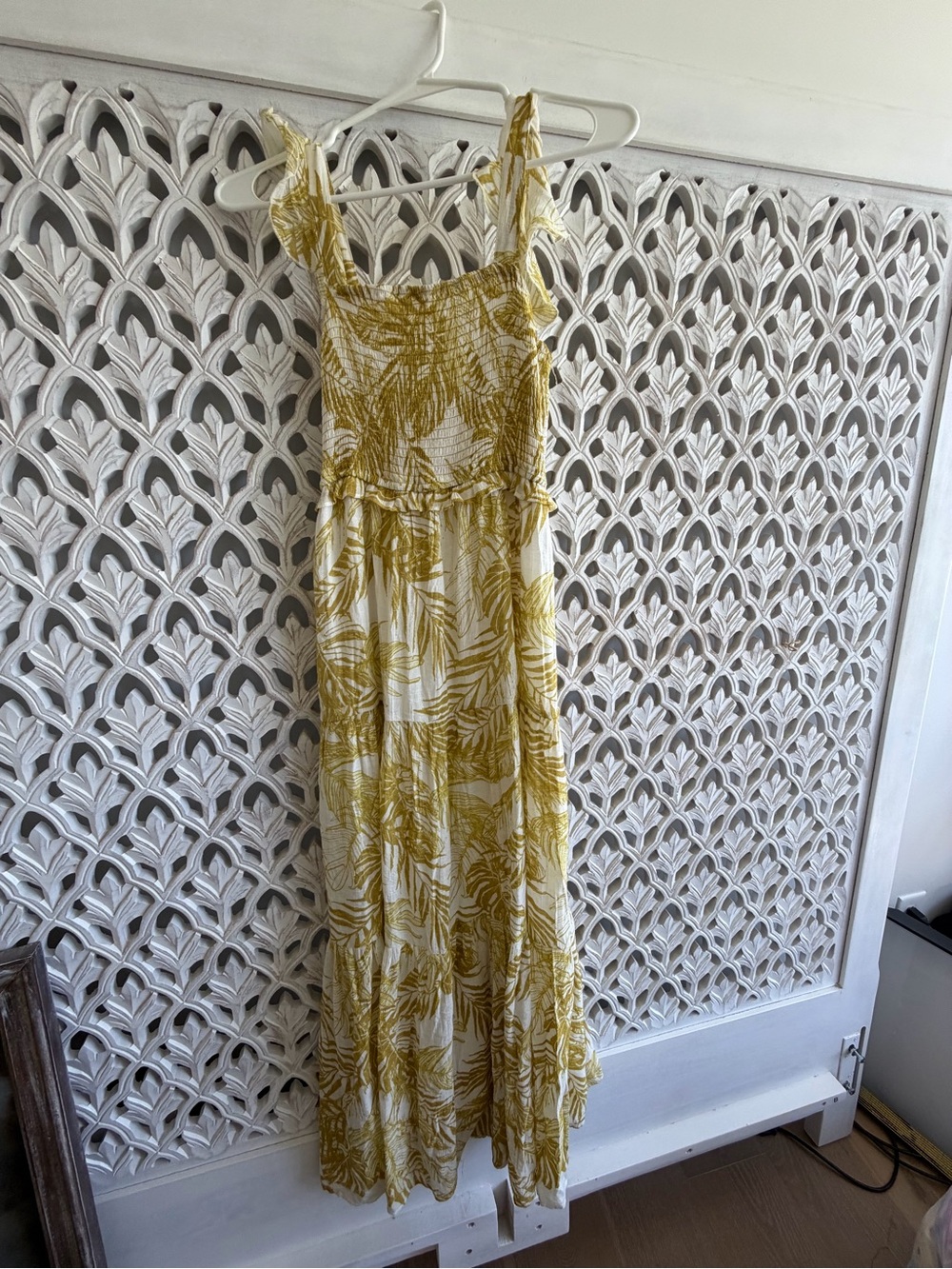 Nanette Lepore Yellow Leaf-Print Maxi Dress